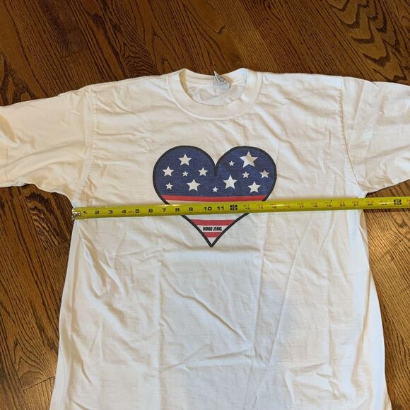 Vintage 90s Y2K Bongo The American Jeans Women's White T-Shirt One Size Heart - Picture 4 of 6